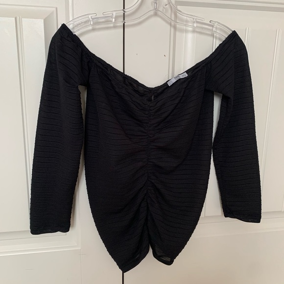 Zara Ruched Off the Shoulder Mesh Top - Picture 2 of 2